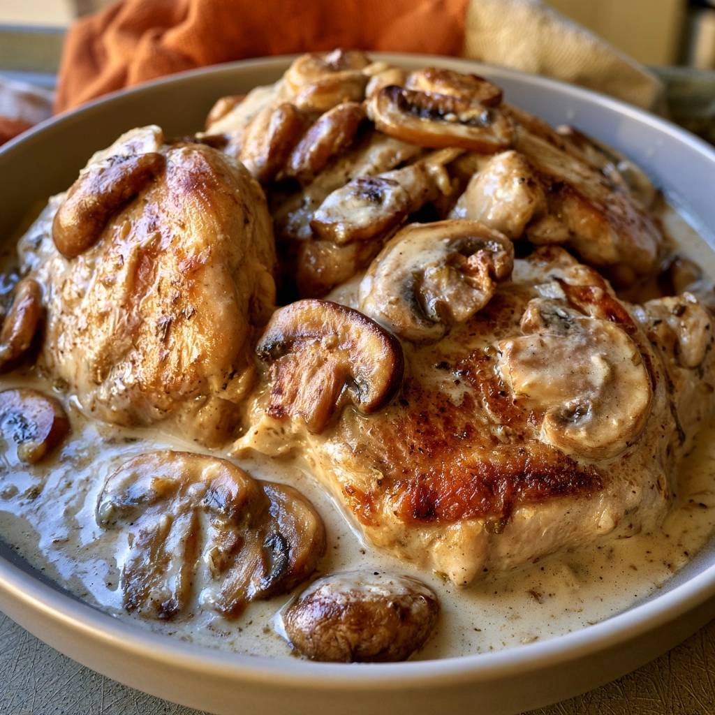 Hähnchen-Champignon-Pfanne in Sahnesoße