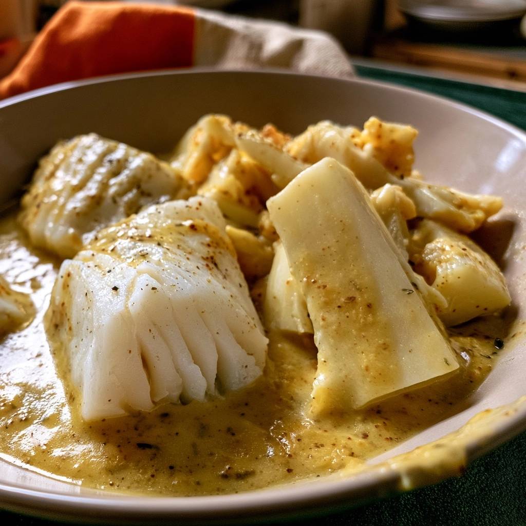 Kabeljau in Senfsoße mit Kohlrabigemüse