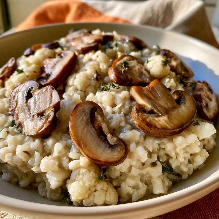 Low-Carb-Blumenkohl-Risotto mit Champignons und Thymian