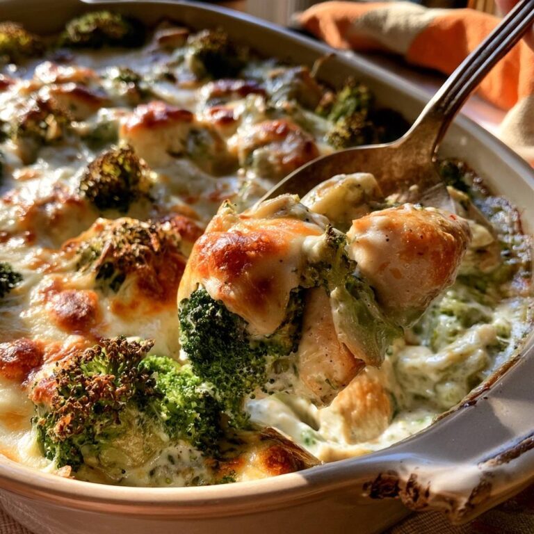 Low-Carb-Brokkoli-Auflauf mit Hähnchen und Mozzarella
