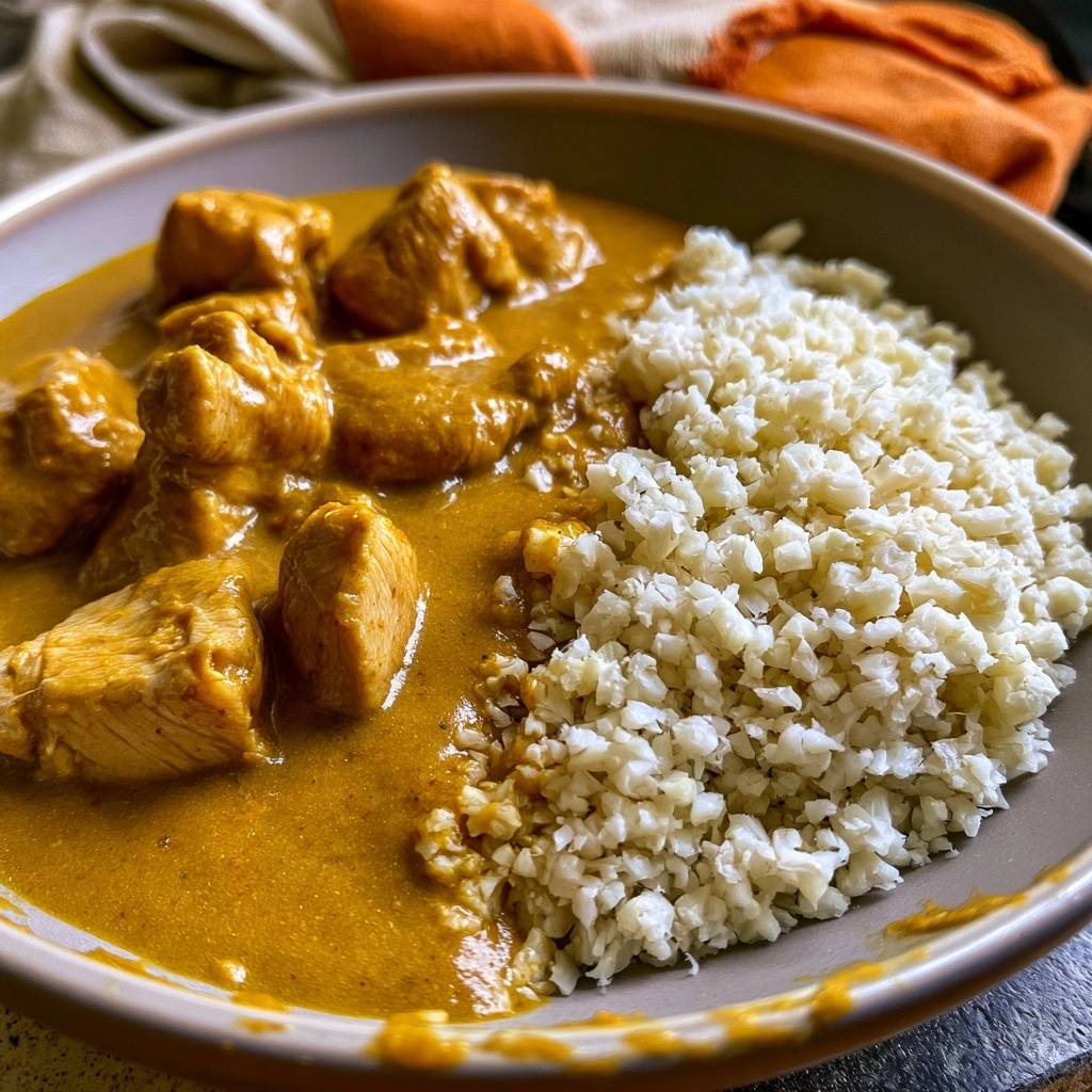 Low-Carb-Hähnchen-Curry mit Blumenkohlreis
