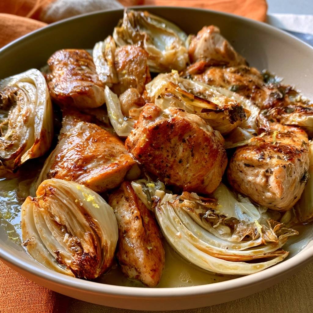 Low-Carb-Hähnchen-Fenchel-Pfanne mit Zitrone