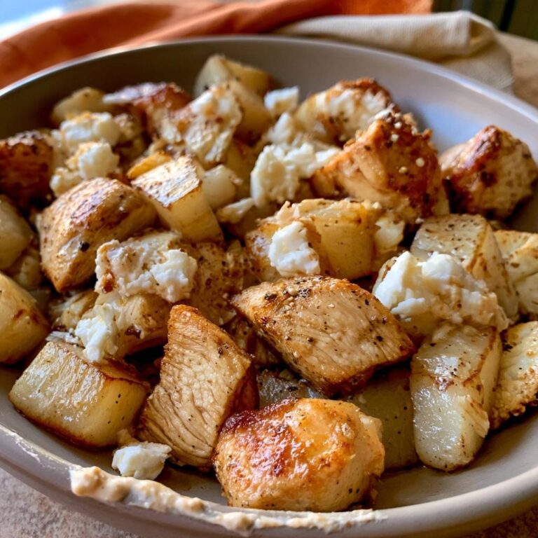 Low-Carb-Hähnchen-Kohlrabi-Pfanne mit Feta