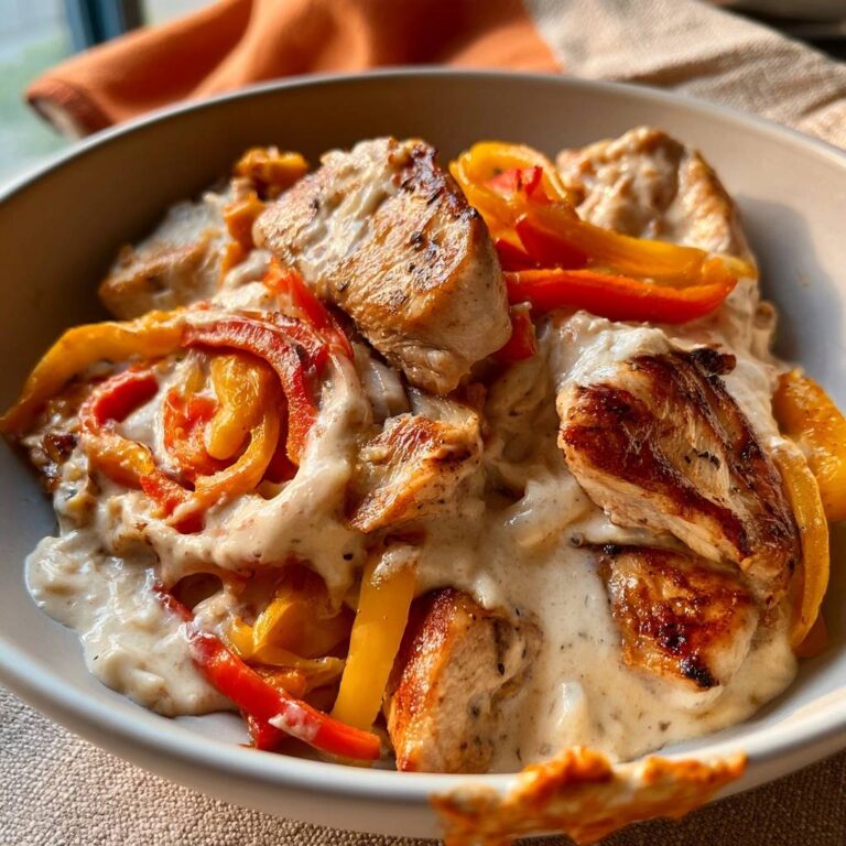 Low Carb Hähnchen-Paprika-Pfanne mit Frischkäse