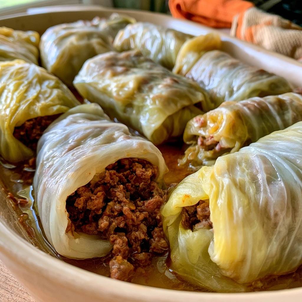 Low-Carb-Kohlrouladen mit Rinderhack