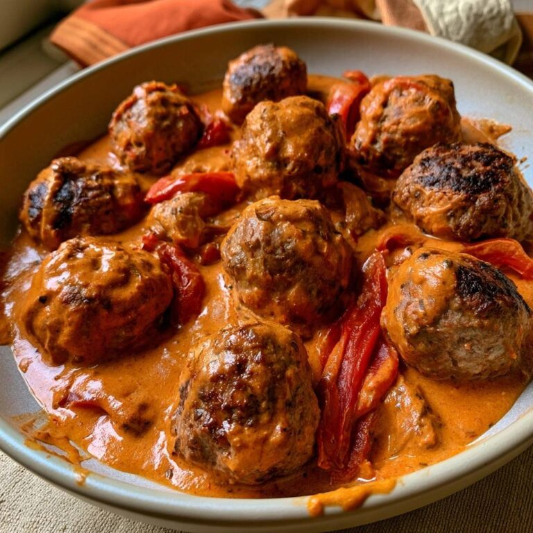 Rinderhackbällchen in Paprika-Sahne-Soße