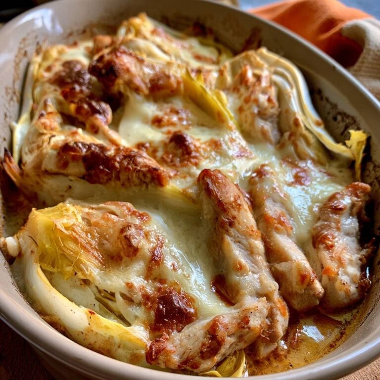 Überbackener Chicorée mit Putenbrust und Bergkäse