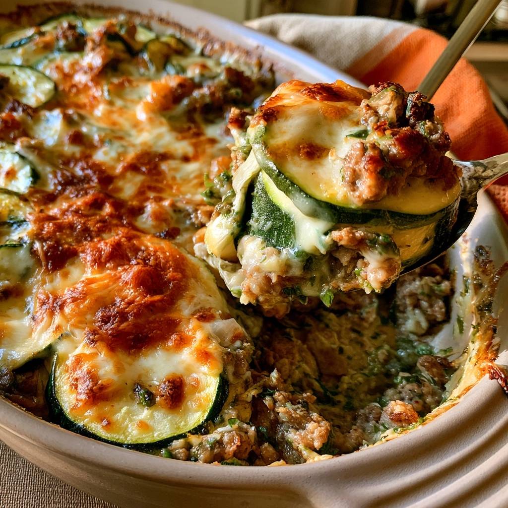 Zucchini-Gratin mit Lammhack und Minze